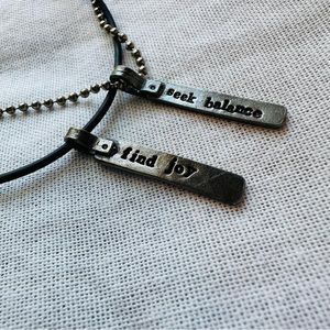 Find joy seek balance pewter necklace pack